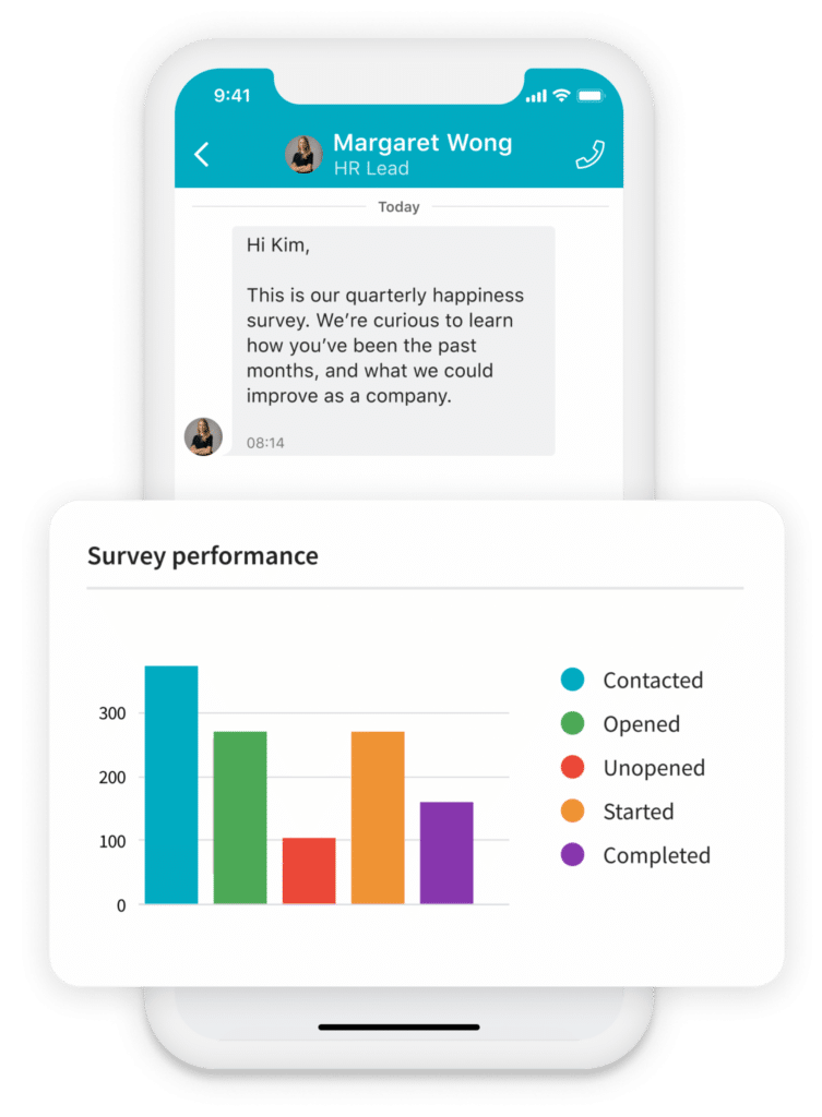 Beekeeper enterprise collaboration system employee survey feature
